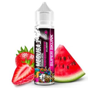 E-liquide Medusa Super Skunk, un jus fruité saveur fraises et de pastèques gorgées de soleil, avec une touche de fraîcheur.