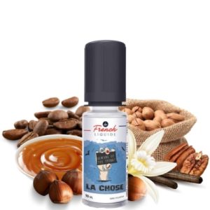 L'e-liquide Le French Liquide La Chose est un délicieux jus aux arômes de café, fruits à coque, vanille et caramel.