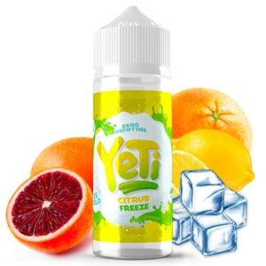 L'e-liquide Yeti Citrus Freeze. Une mixture délicieuse saveur citron, orange et pamplemousse, le tout relevé d'une touche de fraîcheur.