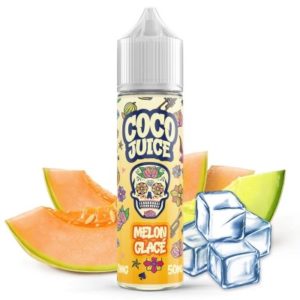 L'e-liquide Coco Juice - Melon Glacé. Une mixture délicieuse saveur melon, le tout relevé d'une touche de fraîcheur.