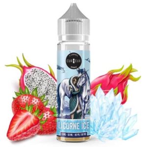 E-liquide Astrale Licorne Ice by Curieux – Fraise Fruit du dragon très frais : un savoureux jus conçu sur un base plus naturelle. Fabriqué en France.